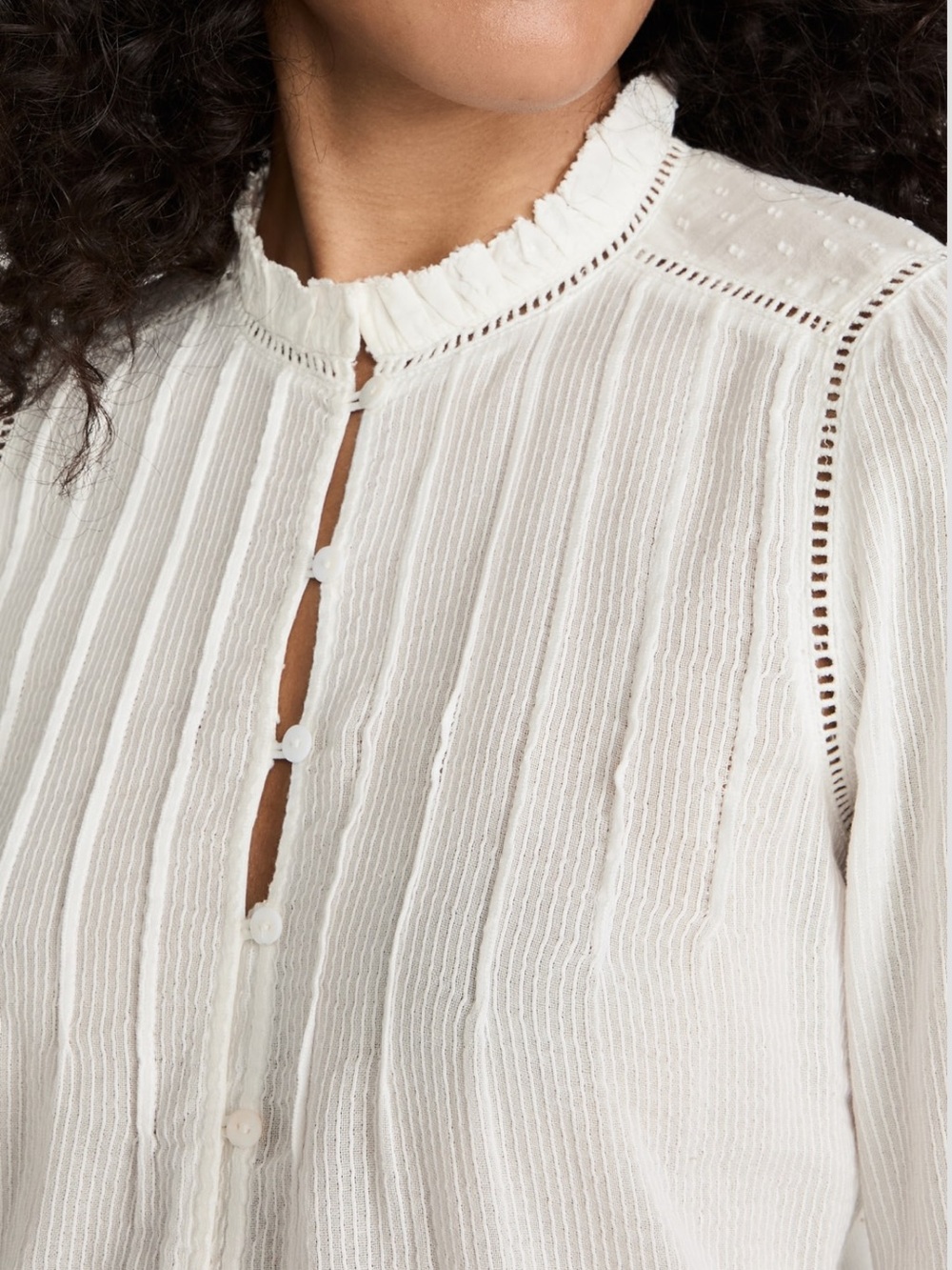 Faherty Willa Organic Cotton White Top Size Medium